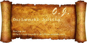Oszlanszki Julitta névjegykártya